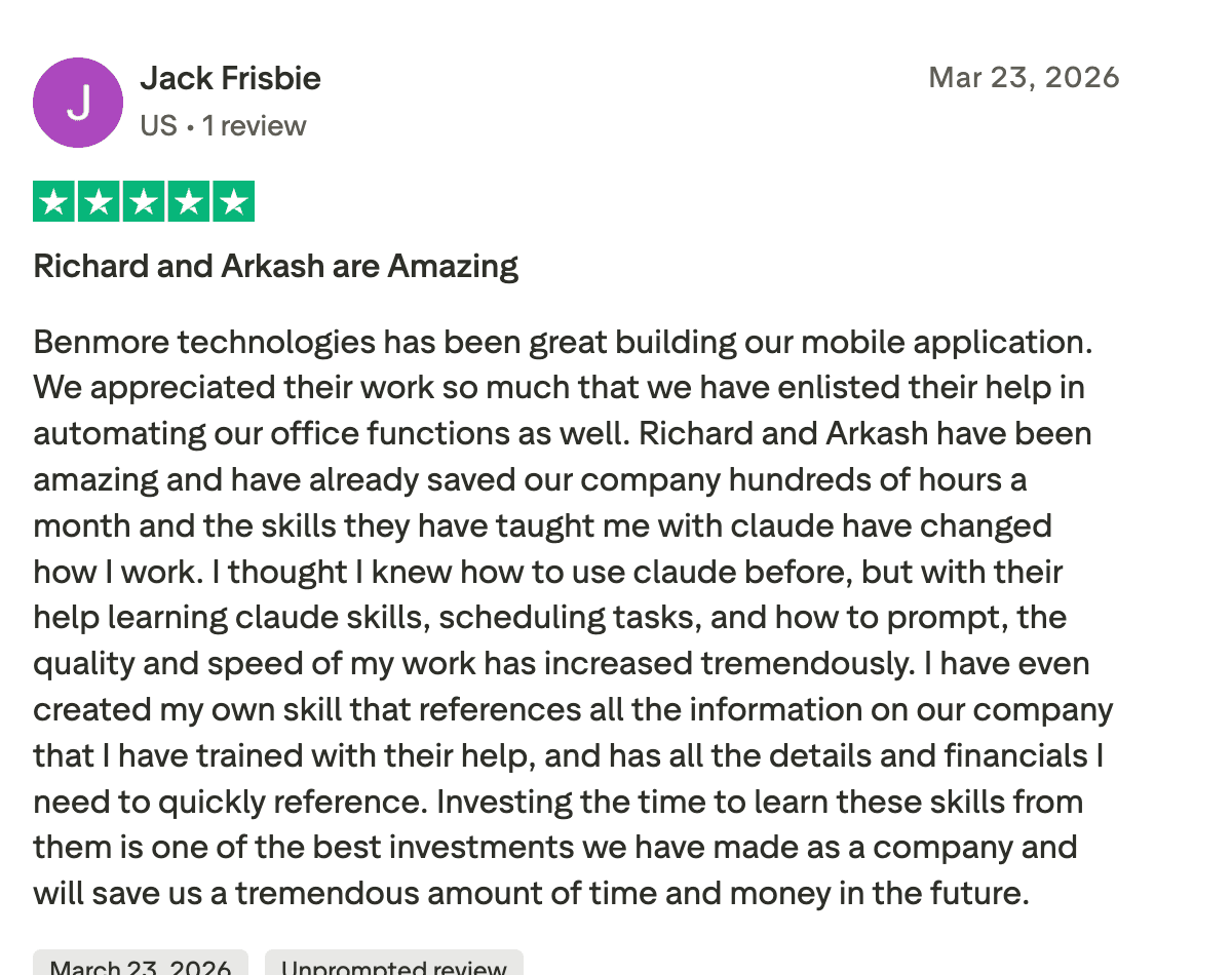 Trustpilot review from Jack Frisbie